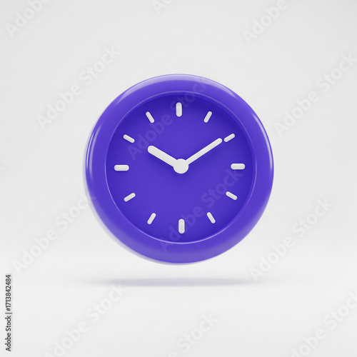 3D Glossy Icon Purple Clock JPG