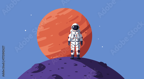 Astronaut on Mars A Space Exploration Illustration