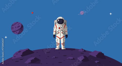 Astronaut on an Alien Planet with Planets in the Background
