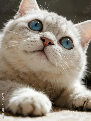 Cute and beautiful white cat posing very cutely