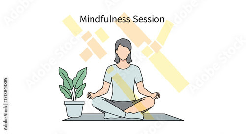 A serene woman practices mindful meditation at home, cultivating inner peace and mental well-being through a calming yoga and relaxation session