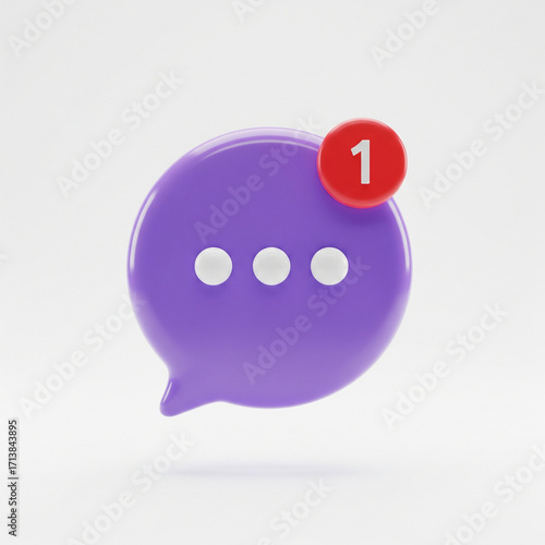3D Glossy Icon Purple Chat Notification JPG