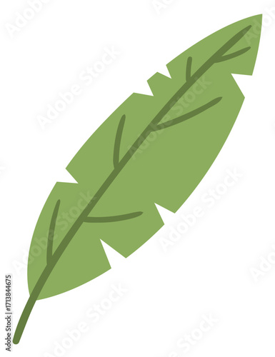 Stylized Green Leaf with Jagged Edges and Visible Veins