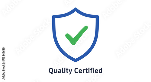 A clear and concise emblem symbolizing verified quality and assurance, representing trust, reliability, and excellent standards in services and products