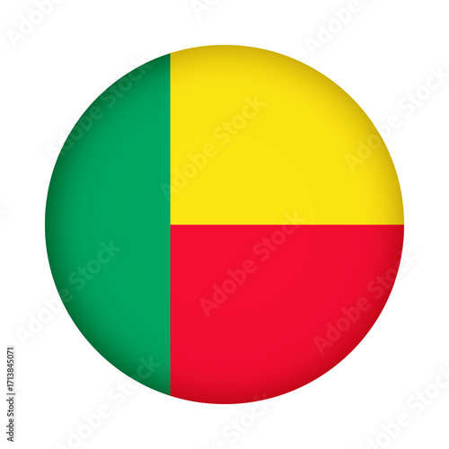 Benin flag round. 3d illustration round button flag of Benin transparation png Free Download Benin flag round. 3d illustration round button flag of Benin transparation png - GFXLoad