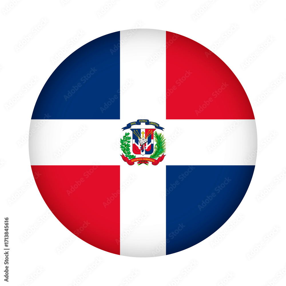 Fototapeta premium Dominican Republic flag round. 3d illustration round button flag of Dominican Republic transparation png