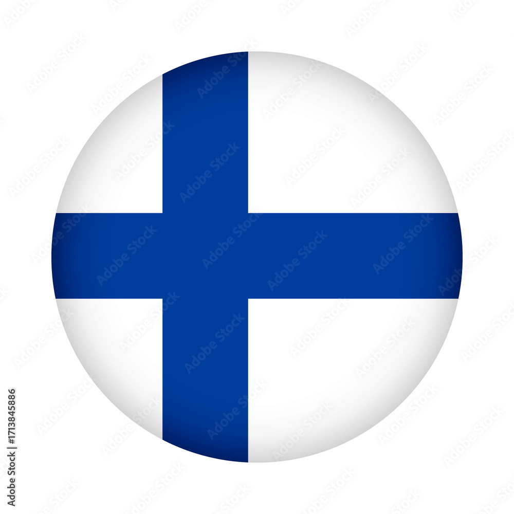 Obraz premium Finland flag round. 3d illustration round button flag of Finland transparation png