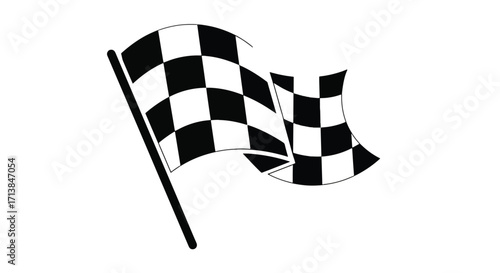 Simple illustration of waving checkered racing flag, symbolizing motorsport, competition, finish, and victory.