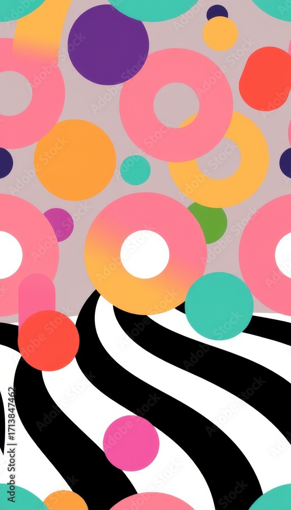 Fototapeta premium Vibrant Circles Abstract Digital Art