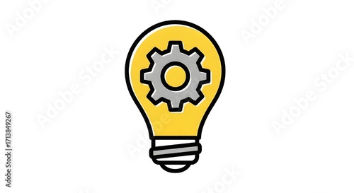 Gear in Light Bulb - Idea Generation Clip Art