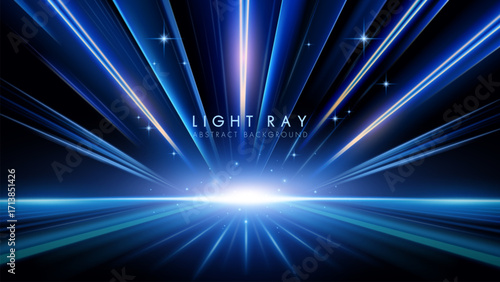 Dynamic abstract light rays and a glowing line on a dark background. Futuristic speed concept.