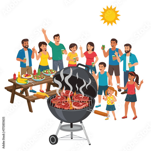 People enjoying outdoor barbecue party