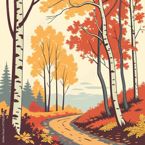 Autumn Forest Vector Illustration