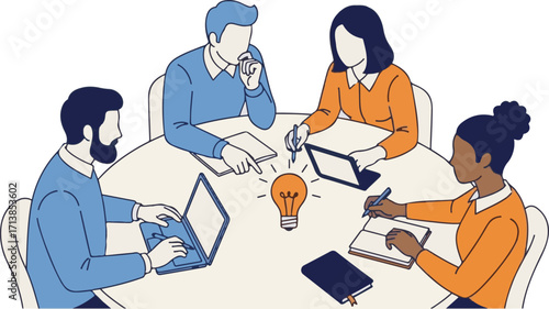 Diverse Business Team Brainstorming Ideas and Collaborating Around a Table