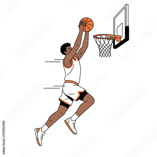 basketball player in mid-air shooting a ball.