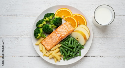 Healthy Meal Plate with Salmon and Vegetables