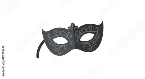 Elegant black and gray masquerade mask with ornate details.