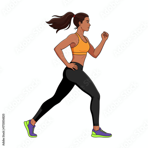 woman running side view fitness active lifestyle healthy lifestyle.