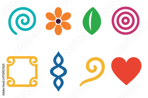 Colorful Quilling Icons Grid