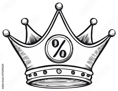 Elegant Discount Symbol A Crown Illustration with a Touch of Royalty Depicting Sales and Promotions with a Classy Look