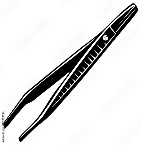 Stylized Vector Illustration of Tweezers for Beauty Personal Care and Medical Uses