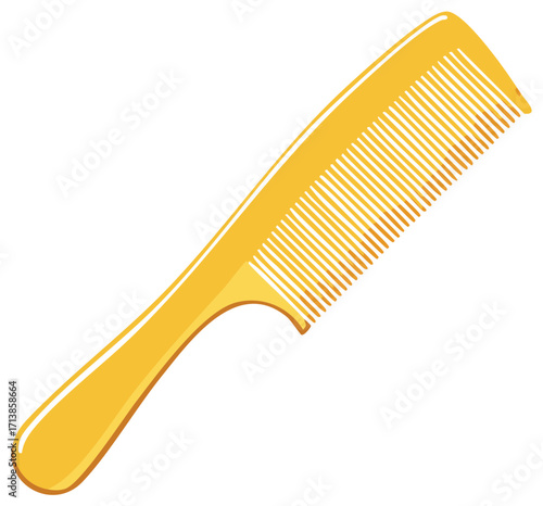 Yellow plastic hair comb vector illustration for beauty and personal grooming