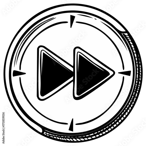 Forward Button Icon with Circle Frame Fast Forward Button Vector