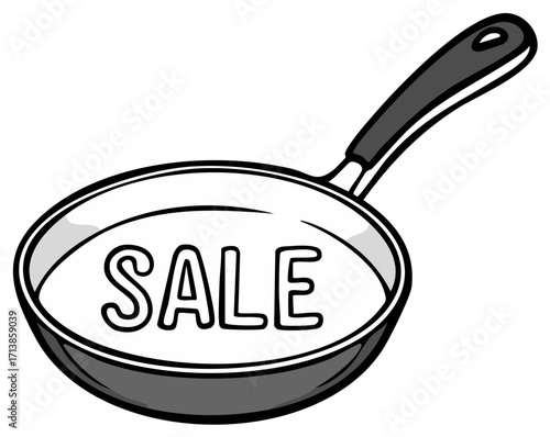 Sale Sign Inside a Frying Pan Illustration