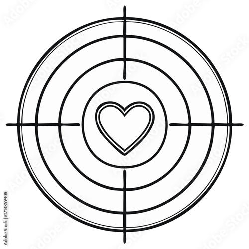 Love target icon with crosshairs expressing romantic goals or desire