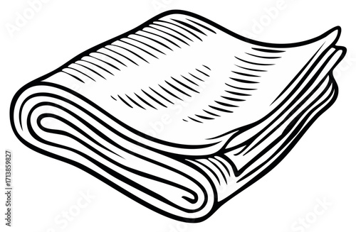 Engraved illustration of a folded newspaper, vintage style, news, press concept