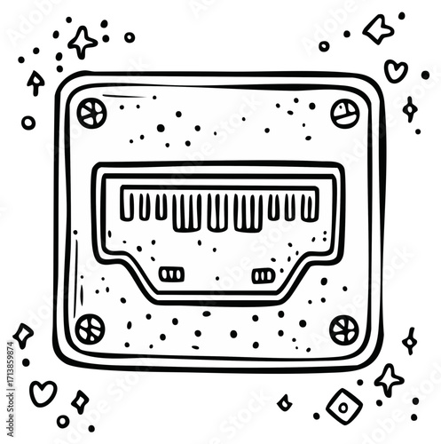 Doodle style HDMI port design with decorative elements