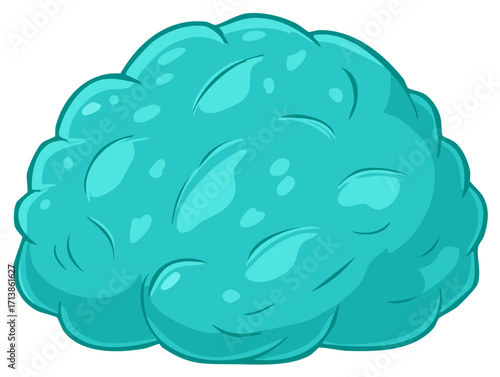 Glossy Teal Brain Illustration for Mental Concepts and Creative Ideas