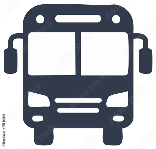 Front view of a bus vector illustration for transportation or public transit projects