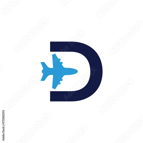 Letter D Plane Logo Travel and Aviation