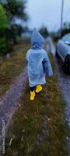 girl walking in the rain