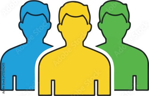 Group of Three Colorful Abstract People Icons