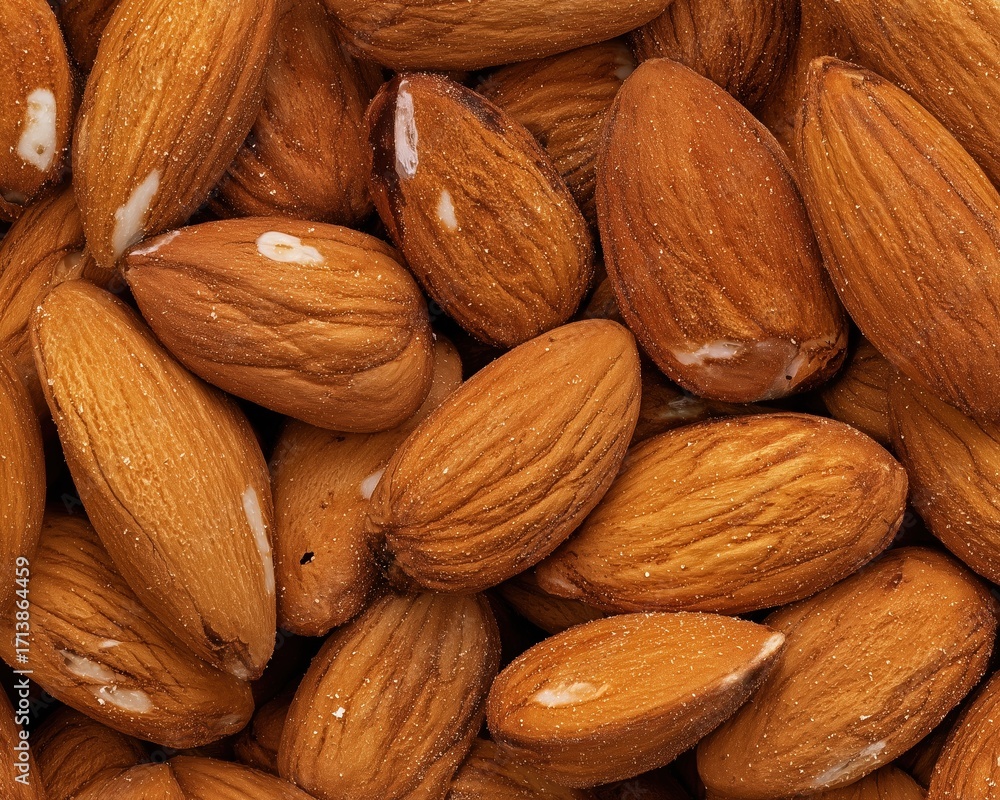 Fototapeta premium A close-up, high-quality shot of raw, unshelled almond nuts, showcasing their natural texture and detail