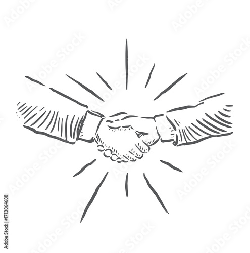 sketch illustration of shaking hands with an extraordinary agreement