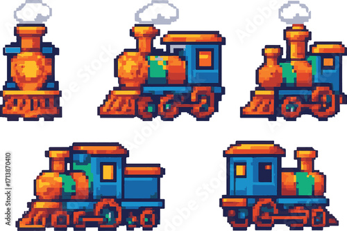train pixel art, eps 10 illustration