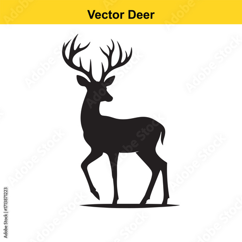 Deer Silhouette – Minimalist Wildlife Vector Art