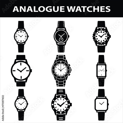 Watch Vector Icons Bundle - Classic, Diver, Luxury, Sports Designs