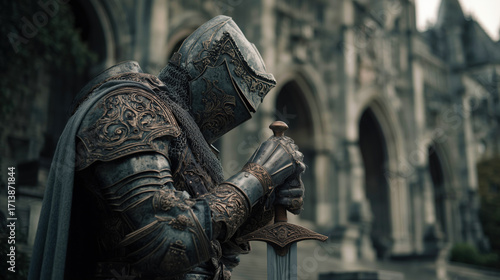 Dramatic Halloween Artwork Featuring a Headless Knight in a Mysterious Setting