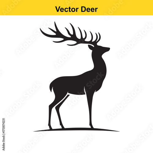 Deer Silhouette – Minimalist Wildlife Vector Art