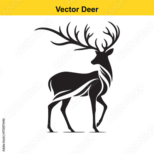 Deer Silhouette – Minimalist Wildlife Vector Art
