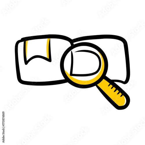 Bookmark With Search Magnifying Glass Icon For Web And Graphic Design