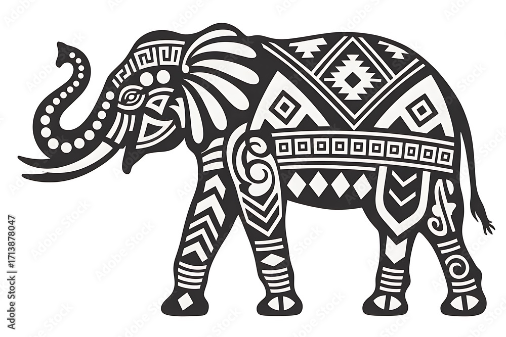 Fototapeta premium Stunning tribal elephant silhouette art for unique ethnic decor and cultural designs