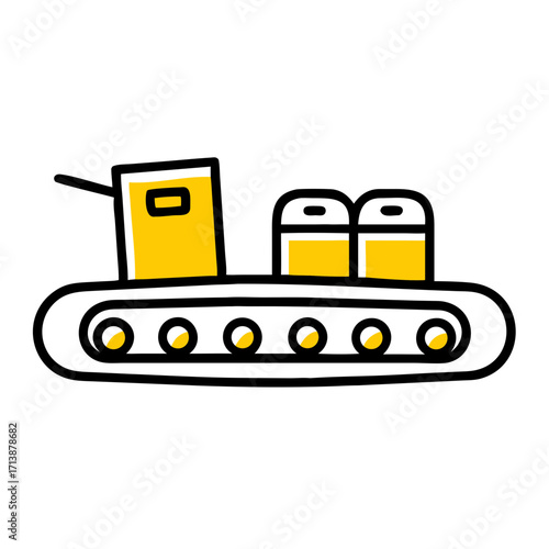 Conveyor Belt With Packaged Goods Icon For Web And Graphic Design