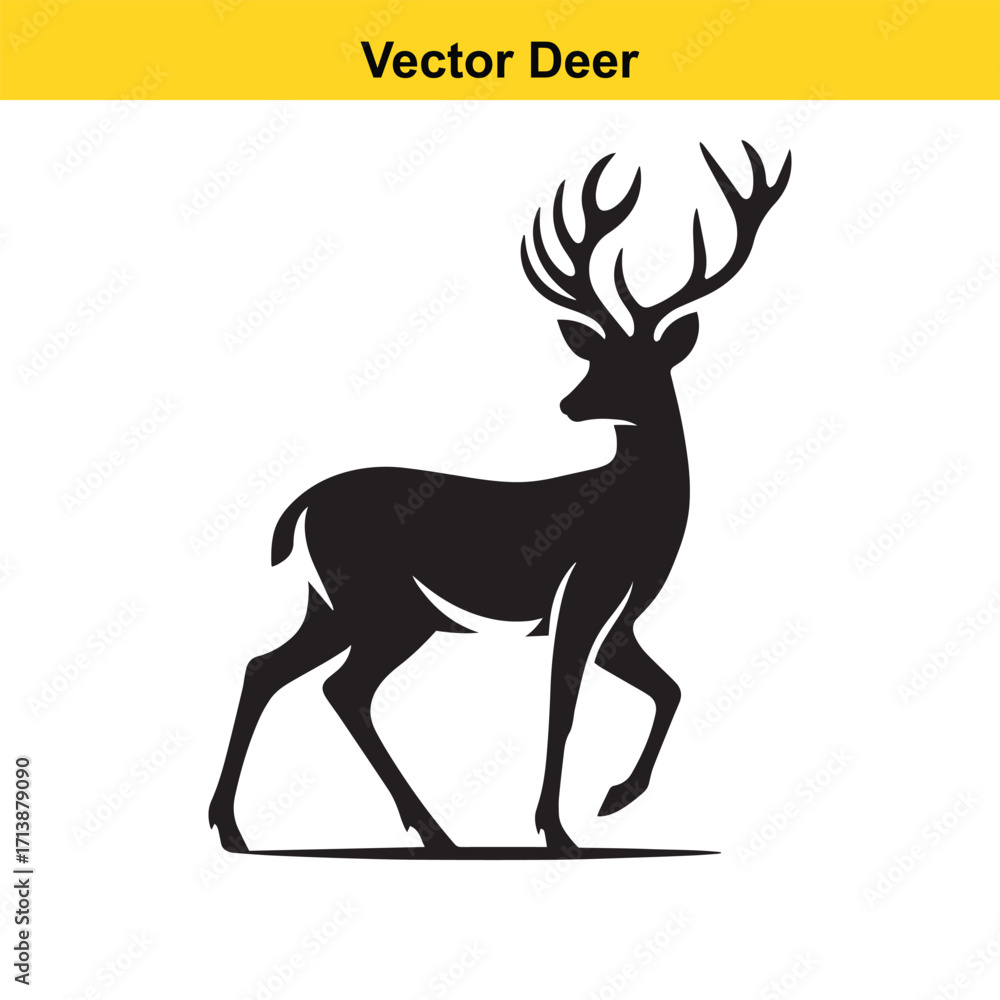 Fototapeta premium Deer Silhouette – Minimalist Wildlife Vector Art