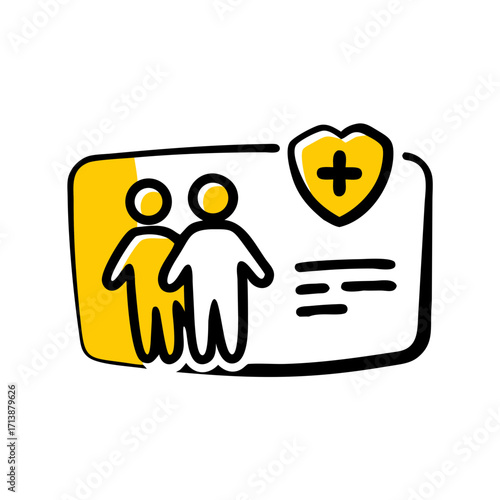 Family Health Support Insurance Card Icon For Web And Graphic Design