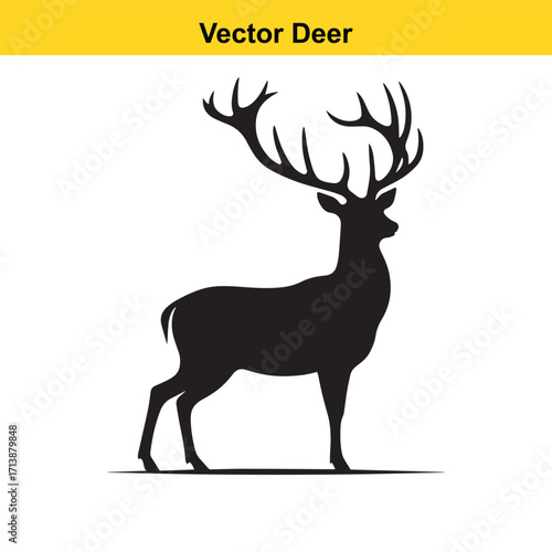 Deer Silhouette – Minimalist Wildlife Vector Art